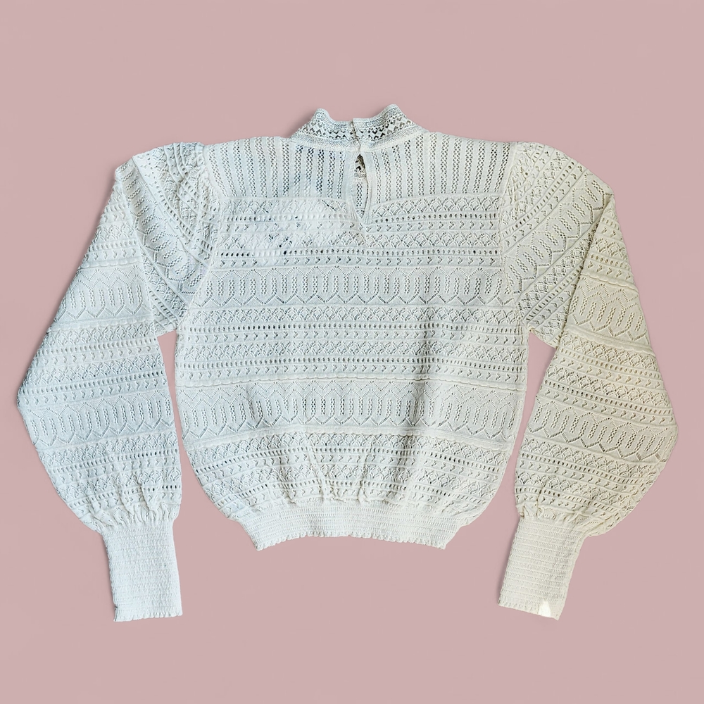 Zara Cream Knit Sweater Blouse Top Women's Size M NEW - Picture 2 of 5